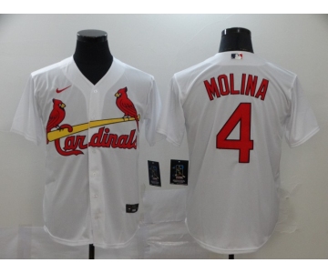 Men's St. Louis Cardinals #4 Yadier Molina White Stitched MLB Cool Base Nike Jersey