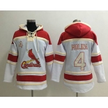 Men's St. Louis Cardinals #4 Yadier Molina White White Baseball MLB Hoodie