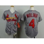 St. Louis Cardinals #4 Yadier Molina Gray Kids Jersey