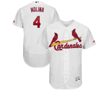 St. Louis Cardinals #4 Yadier Molina Majestic 2019 Hispanic Heritage Flex Base Authentic Player White Jersey
