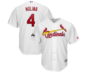 St. Louis Cardinals #4 Yadier Molina Majestic 2019 Postseason Official Cool Base Player White Jersey