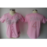 St. Louis Cardinals #4 Yadier Molina Pink Womens Jersey