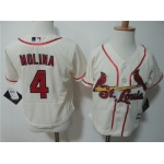 Toddler St. Louis Cardinals #4 Yadier Molina Cream MLB Majestic Baseball Jersey