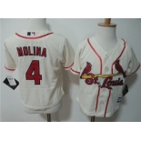 Toddler St. Louis Cardinals #4 Yadier Molina Cream MLB Majestic Baseball Jersey