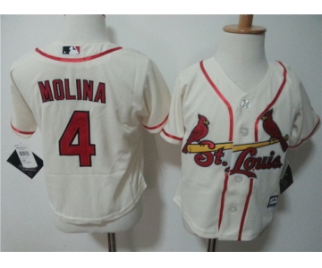 Toddler St. Louis Cardinals #4 Yadier Molina Cream MLB Majestic Baseball Jersey