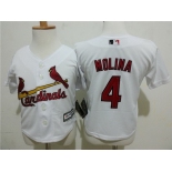 Toddler St. Louis Cardinals #4 Yadier Molina Home White MLB Majestic Baseball Jersey