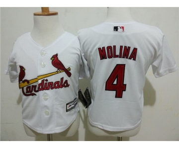 Toddler St. Louis Cardinals #4 Yadier Molina Home White MLB Majestic Baseball Jersey