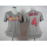 Women's St. Louis Cardinals #4 Yadier Molina Gray Jersey