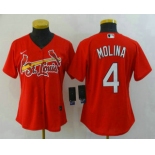 Women's St. Louis Cardinals #4 Yadier Molina Red Stitched MLB Cool Base Nike Jersey