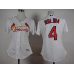 Women's St. Louis Cardinals #4 Yadier Molina White Jersey