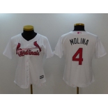 Women's St. Louis Cardinals #4 Yadier Molina White with Pink Mother's Day Stitched MLB Majestic Cool Base Jersey