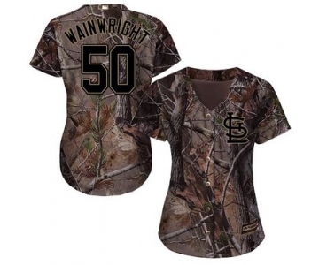 Cardinals #50 Adam Wainwright Camo Realtree Collection Cool Base Women's Stitched Baseball Jersey