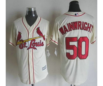 Men's St. Louis Cardinals #50 Adam Wainwright Alternate Cream 2015 MLB Cool Base Jersey