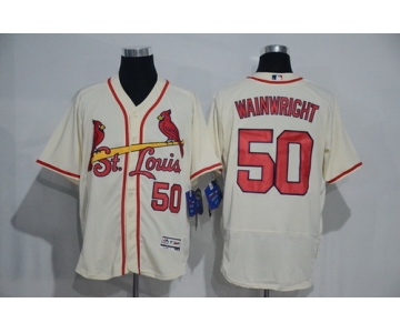 Men's St. Louis Cardinals #50 Adam Wainwright Cream 2016 Flexbase Majestic Baseball Jersey