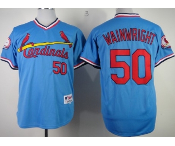 St. Louis Cardinals #50 Adam Wainwright 1982 Light Blue Pullover Jersey