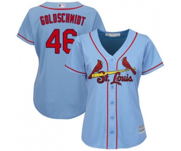 Cardinals #46 Paul Goldschmidt Light Blue Alternate Women's Stitched Baseball Jersey