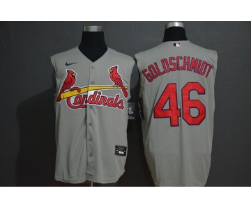Men's St. Louis Cardinals #46 Paul Goldschmidt Grey 2020 Cool and Refreshing Sleeveless Fan Stitched MLB Nike Jersey