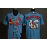 Men's St. Louis Cardinals #46 Paul Goldschmidt Light Blue White Team Logo Stitched MLB Cool Base Nike Jersey