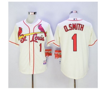 Cardinals #1 Ozzie Smith Cream Cool Base Stitched MLB Jersey