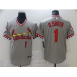 Men St.Louis Cardinals 1 O.Smith Grey Game 2021 Nike MLB Jersey