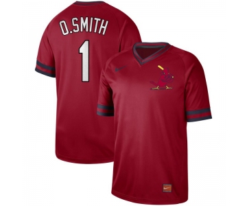 Men's St. Louis Cardinals 1 O.Smith Red Throwback Jersey