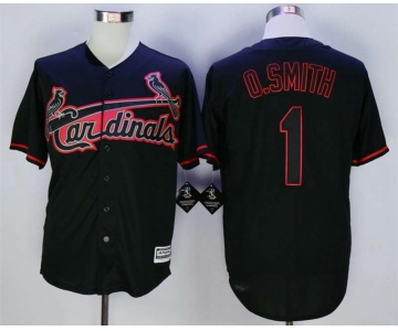 Men's St. Louis Cardinals #1 Ozzie Smith Black New Cool Base Jersey