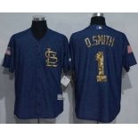 Men's St. Louis Cardinals #1 Ozzie Smith Denim Blue Salute to Service Stitched MLB Jersey