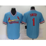 Men's St. Louis Cardinals #1 Ozzie Smith Light Blue Pullover Cooperstown Collection Stitched MLB Nike Jersey