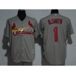 Men's St. Louis Cardinals #1 Ozzie Smith Retired Retired Gray Road Stitched MLB Majestic Cool Base Jersey