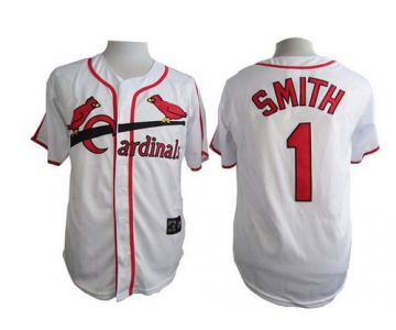 Men's St. Louis Cardinals #1 Ozzie Smith White 75TH Majestic Throwback Jersey