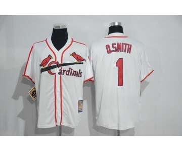 Men's St. Louis Cardinals #1 Ozzie Smith White Home Stitched MLB Majestic Cool Base Cooperstown Collection Player Jersey