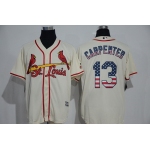 Men's St. Louis Cardinals #13 Matt Carpenter Cream USA Flag Fashion MLB Baseball Jersey