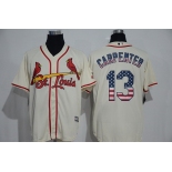 Men's St. Louis Cardinals #13 Matt Carpenter Cream USA Flag Fashion MLB Baseball Jersey
