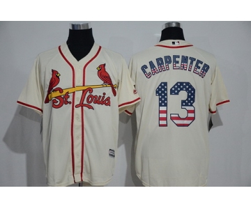 Men's St. Louis Cardinals #13 Matt Carpenter Cream USA Flag Fashion MLB Baseball Jersey