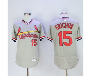 Men's St. Louis Cardinals #15 Randal Grichuk Retired Gray Pullover 2016 Flexbase Majestic Baseball Jersey