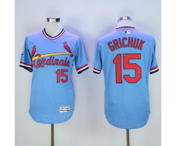 Men's St. Louis Cardinals #15 Randal Grichuk Retired Light Blue Pullover 2016 Flexbase Majestic Baseball Jersey