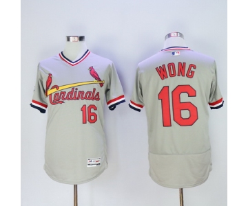 Men's St. Louis Cardinals #16 Kolten Wong Gray Pullover 2016 Flexbase Majestic Baseball Jersey