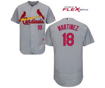 Men's St. Louis Cardinals #18 Carlos Martinez Gray Road Stitched MLB Majestic Flex Base Jersey