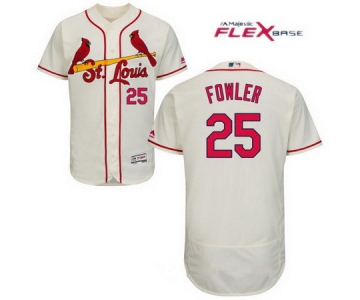 Men's St. Louis Cardinals #25 Dexter Fowler Cream Stitched MLB Majestic Flex Base Jersey
