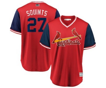 Men's St. Louis Cardinals 27 Brett Cecil Squints Majestic Red 2018 Players' Weekend Cool Base Jersey