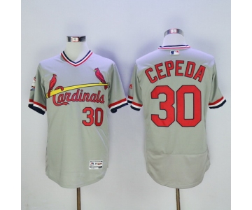 Men's St. Louis Cardinals #30 Orlando Cepeda Retired Gray Pullover 2016 Flexbase Majestic Baseball Jersey