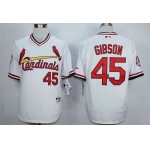 Men's St. Louis Cardinals #45 Bob Gibson White 1982 Turn Back The Clock Jersey