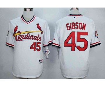 Men's St. Louis Cardinals #45 Bob Gibson White 1982 Turn Back The Clock Jersey