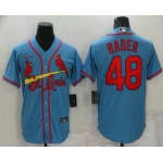 Men's St Louis Cardinals #48 Harrison Bader Light Blue Stitched MLB Cool Base Nike Jersey