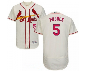 Men's St. Louis Cardinals #5 Albert Pujols Cream Alternate Stitched MLB Majestic Flex Base Jersey