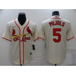 Men's St Louis Cardinals #5 Albert Pujols Cream Stitched MLB Cool Base Nike Jersey