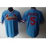 Men's St. Louis Cardinals #5 Albert Pujols Light Blue Pullover Stitched MLB Majestic Cooperstown Collection Jersey