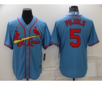 Men's St Louis Cardinals #5 Albert Pujols Light Blue Stitched MLB Cool Base Nike Jersey