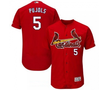 Men's St. Louis Cardinals #5 Albert Pujols Red Alternate Stitched MLB Majestic Flex Base Jersey