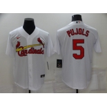 Men's St. Louis Cardinals #5 Albert Pujols White Cool Base Stitched Jersey